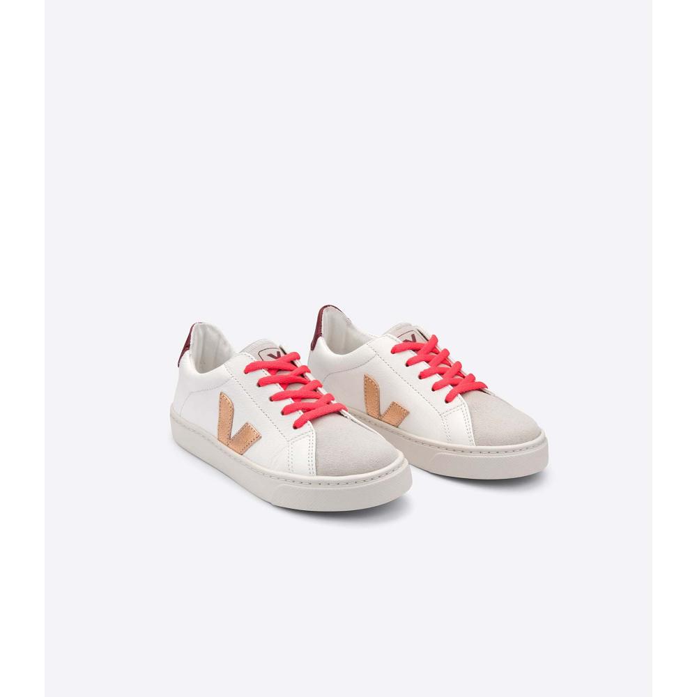 Veja ESPLAR LEATHER Kids' Sneakers Gold/Red/White | NZ 810OKI